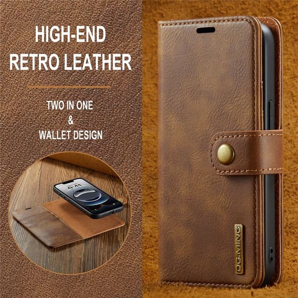 DG.MING 2-in-1 Magnet Wallet iPhone 16e Cognac