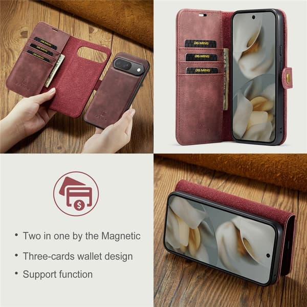 DG.MING 2-in-1 Magnet Wallet Google Pixel 10 Pro Red