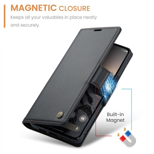 CaseMe Slim Plånboksfodral RFID-skydd Google Pixel 10 Svart
