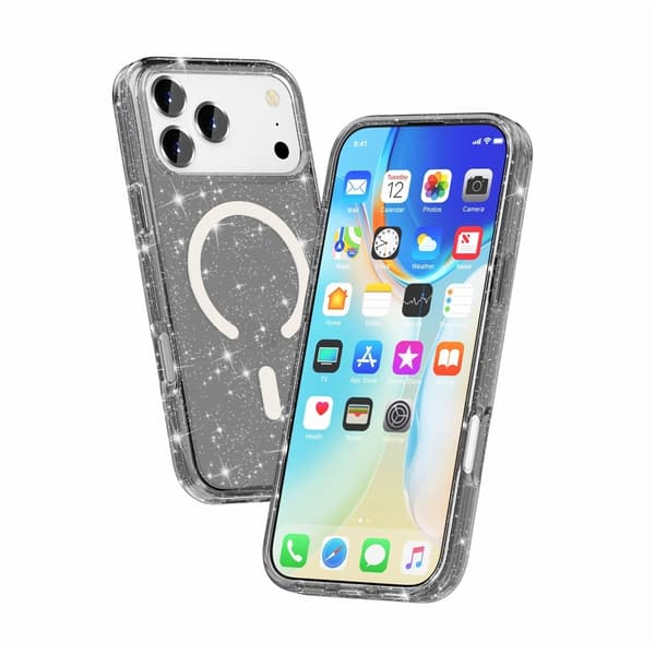 Glitter MagSafe Skal iPhone 17 Pro Transparent Svart
