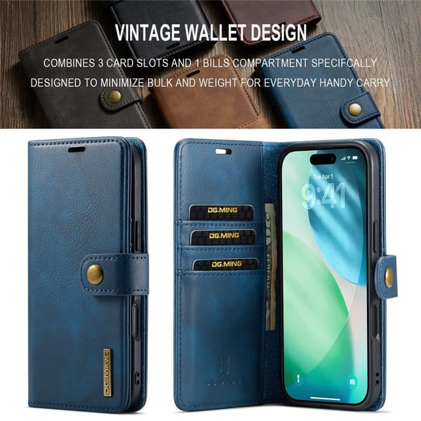 DG.MING 2-in-1 Magnet Wallet iPhone Air Blue