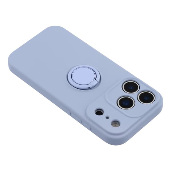 Silikonskal till iPhone 18 Pro Max med ringhållare och rem Ljuslila