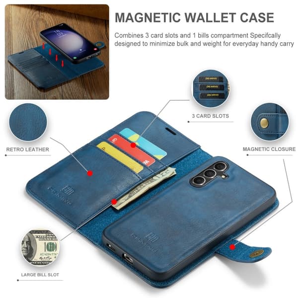 DG.MING 2-in-1 Magnet Wallet Samsung Galaxy A36 Blue