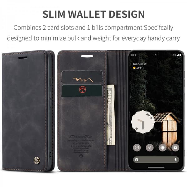 CaseMe Slim Plånboksfodral Google Pixel 10a Svart