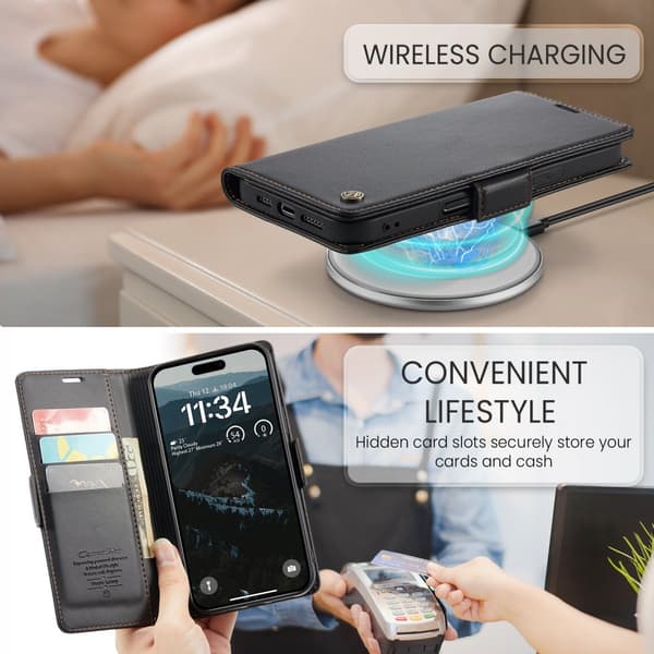 CaseMe Slim Plånboksfodral RFID-skydd iPhone Air Svart