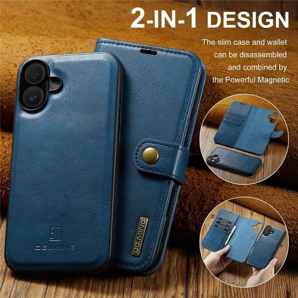 DG.MING 2-in-1 Magnet Wallet iPhone 17 Blue