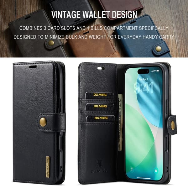 DG.MING 2-in-1 Magnet Wallet iPhone Air Black