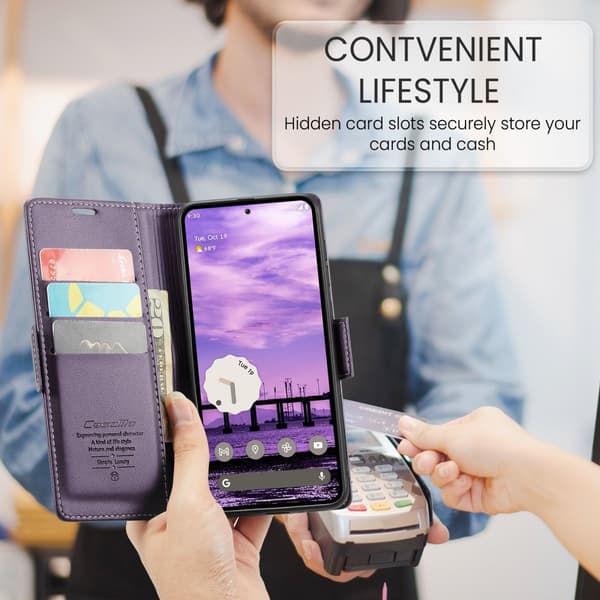 CaseMe Slim Plånboksfodral RFID-skydd Google Pixel 10 Lila