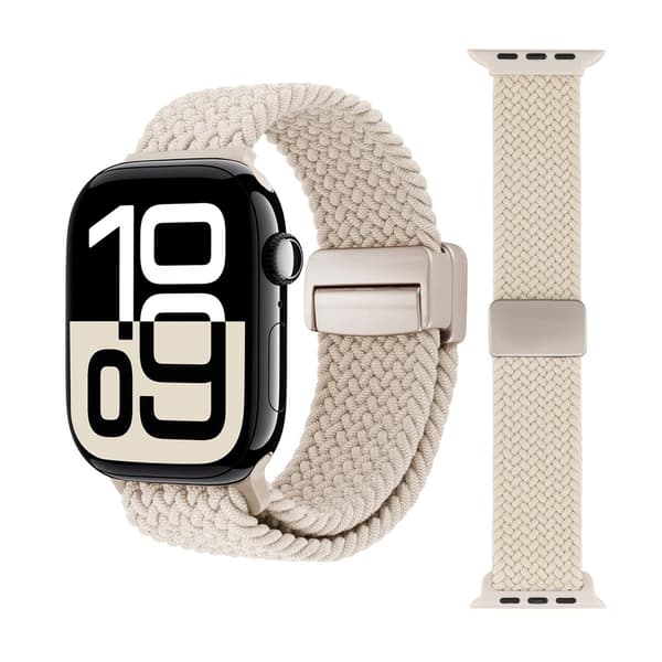 Elastiskt Vävd Nylonarmband Apple Watch Series 11 42mm Beige