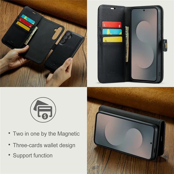 DG.MING 2-in-1 Magnet Wallet Samsung Galaxy S25 FE Black