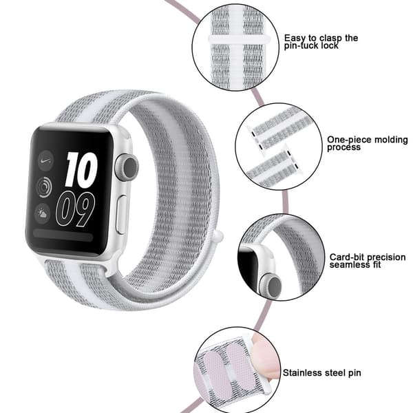 Nylonarmband Apple Watch 38/40/41 mm Grå/Vit