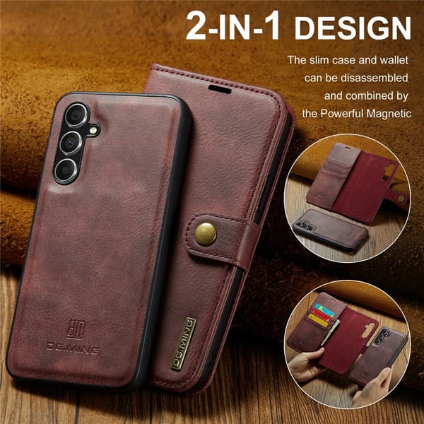 DG.MING 2-in-1 Magnet Wallet Samsung Galaxy S26 Plus Red