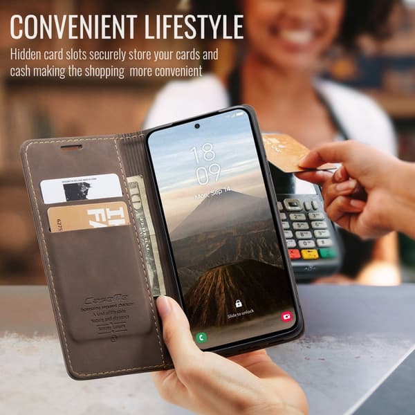 CaseMe Slim Plånboksfodral Samsung Galaxy S25 FE Brun
