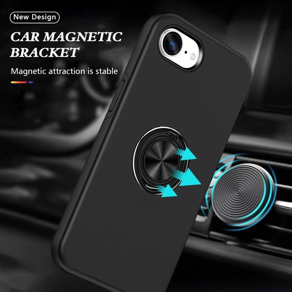 iPhone 16e Skal Med Magnetisk Ringhållare Svart
