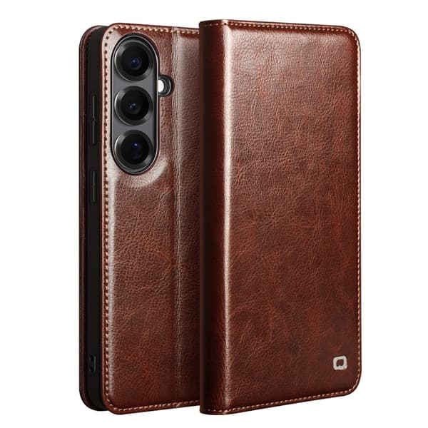 Qialino Leather Wallet Case Samsung Galaxy S26 Brown