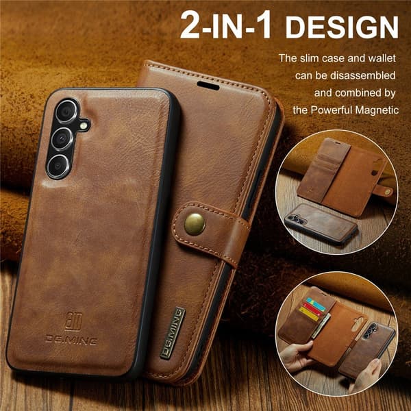 DG.MING 2-in-1 Magnet Wallet Samsung Galaxy S26 Plus Cognac