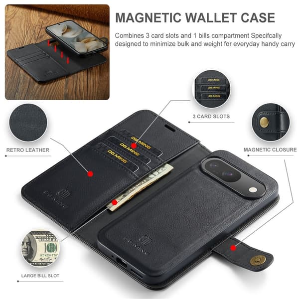 DG.MING 2-in-1 Magnet Wallet Google Pixel 10 Pro Black