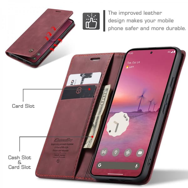 CaseMe Slim Plånboksfodral Google Pixel 10a Röd