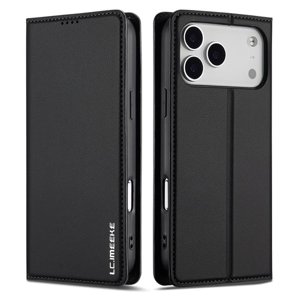 LC.IMEEKE Plånboksfodral till iPhone 18 Pro Max med kortfack och ställ Svart
