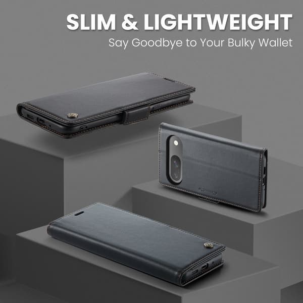 CaseMe Slim Plånboksfodral RFID-skydd Google Pixel 10 Svart
