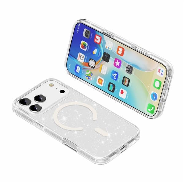 Glitter MagSafe Skal iPhone 17 Pro Transparent