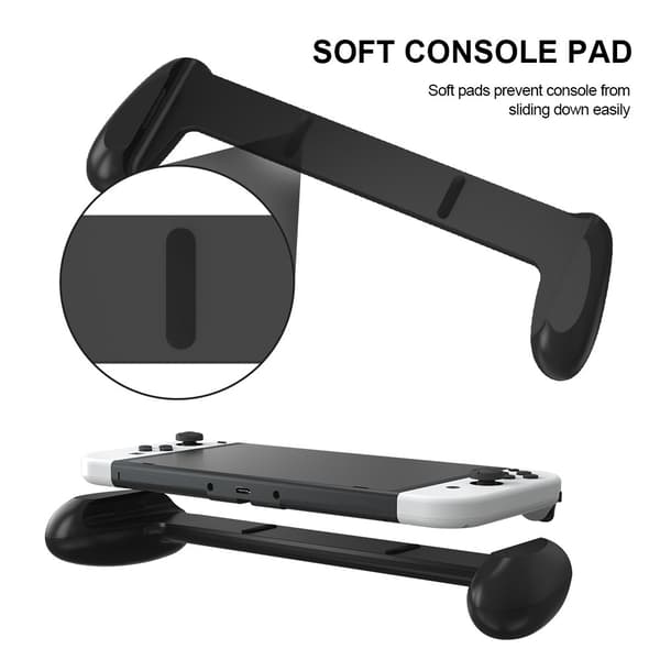 Nintendo Switch OLED Skal Med Ergonomiskt Grepp & Kortfack Svart