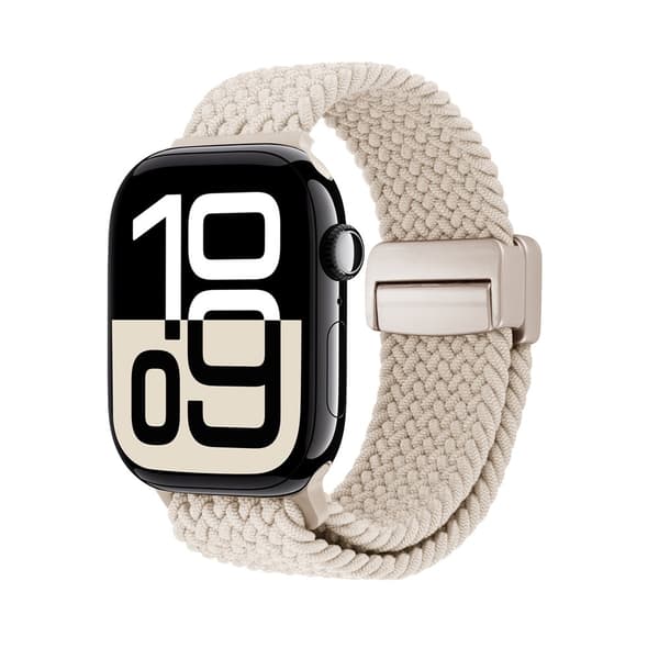 Elastiskt Vävd Nylonarmband Apple Watch Series 11 42mm Beige