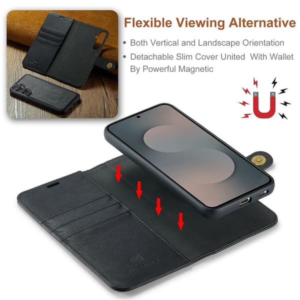 DG.MING 2-in-1 Magnet Wallet Samsung Galaxy S25 FE Black