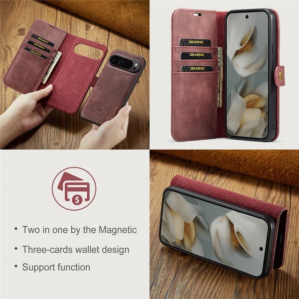 DG.MING 2-in-1 Magnet Wallet Google Pixel 10 Pro XL Red