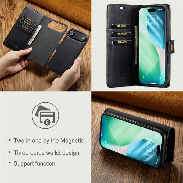 DG.MING 2-in-1 Magnet Wallet iPhone Air Black