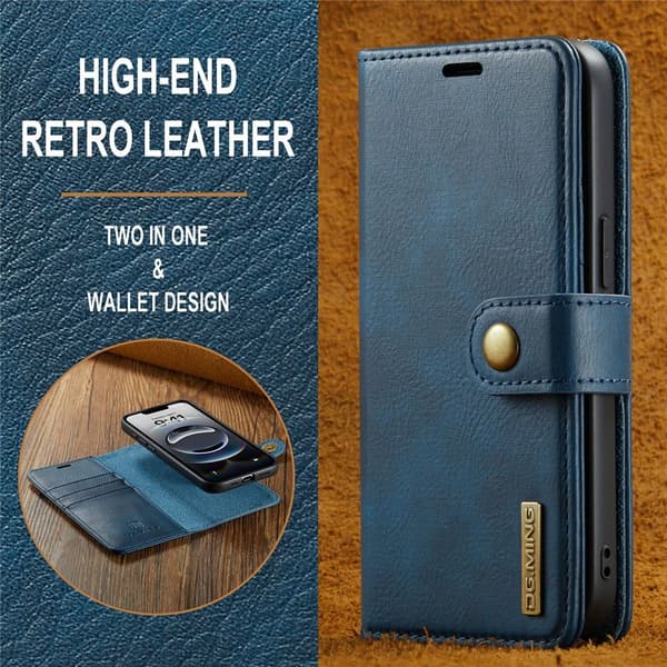 DG.MING 2-in-1 Magnet Wallet iPhone 16e Blue