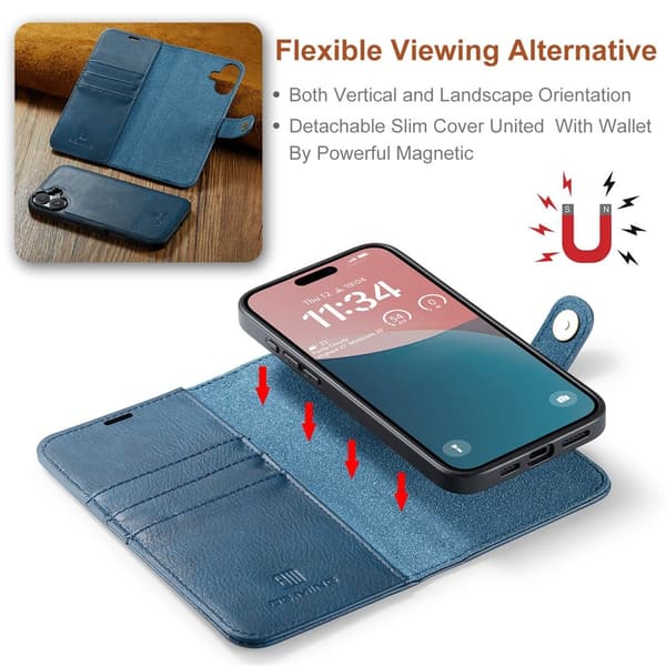 DG.MING 2-in-1 Magnet Wallet iPhone 17 Blue