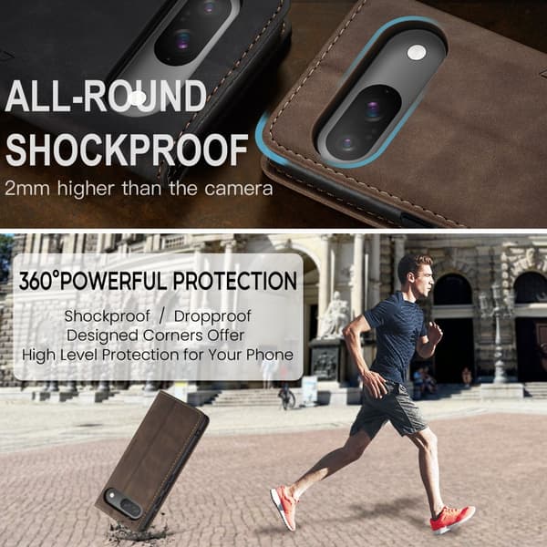 CaseMe Slim Plånboksfodral Google Pixel 10 Pro Brun