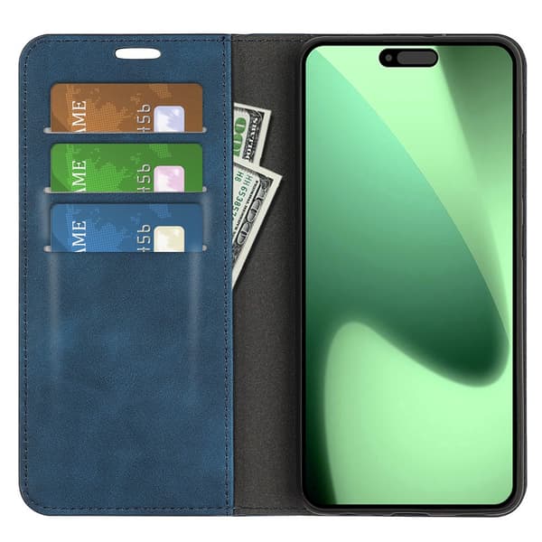 Plånboksfodral Skin-touch till iPhone 18 Pro Max med kortfack Blå