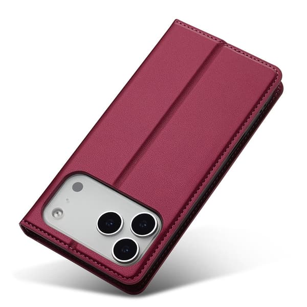 LC.IMEEKE Plånboksfodral till iPhone 18 Pro Max med kortfack och ställ Röd