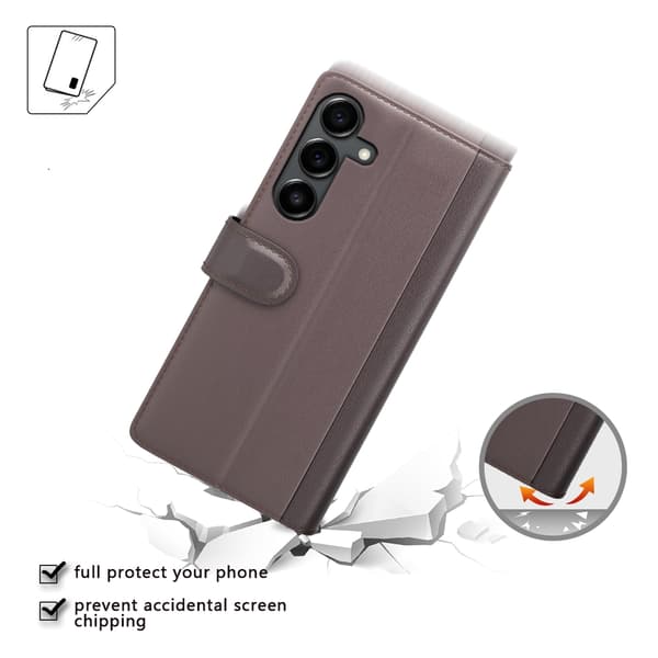 Äkta Läderfodral Samsung Galaxy S25 FE Brun