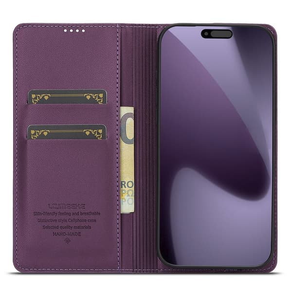 LC.IMEEKE Plånboksfodral till iPhone 18 Pro Max med kortfack och ställ Lila