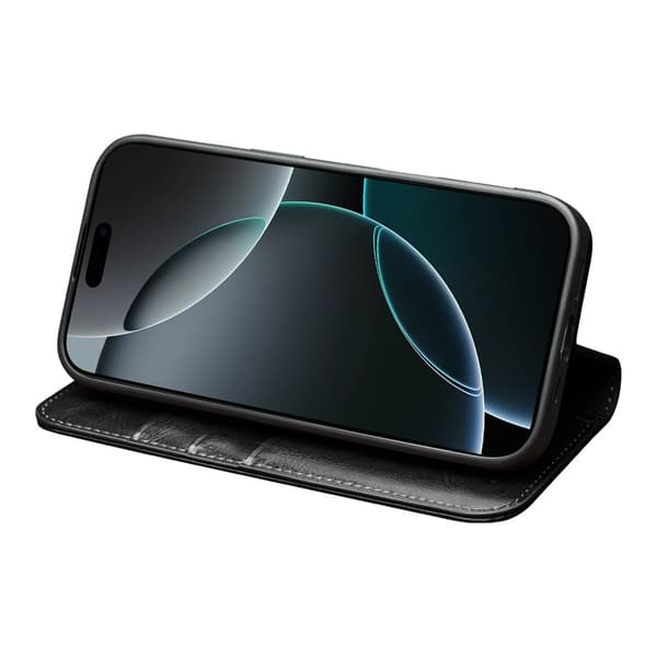 Qialino Leather Wallet Case iPhone 17 Pro Black