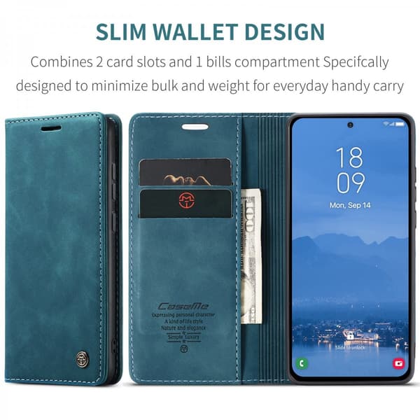 CaseMe Slim Plånboksfodral Samsung Galaxy S25 FE Blå