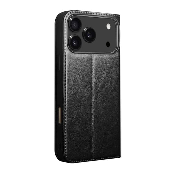 Qialino Leather Wallet Case iPhone 17 Pro Black