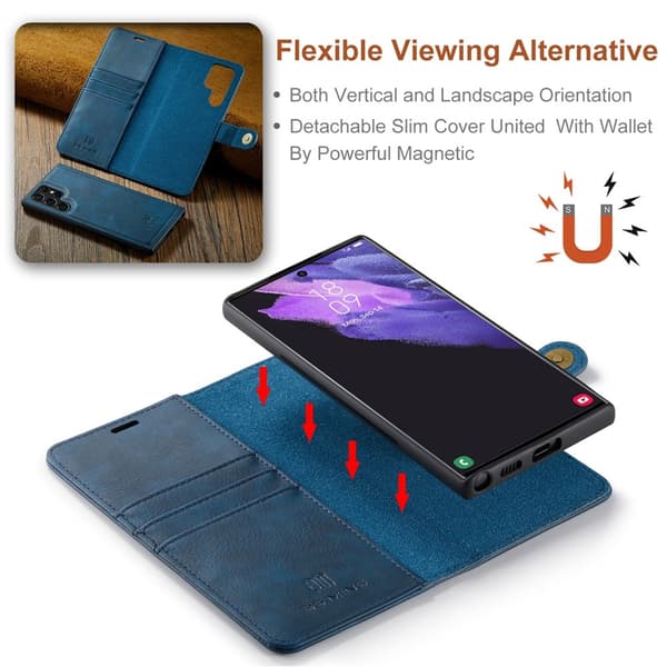 DG.MING 2-in-1 Magnet Wallet Samsung Galaxy S26 Ultra Blue