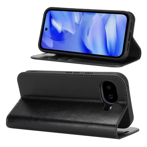 Mobilfodral Google Pixel 10a Äkta Läder Svart