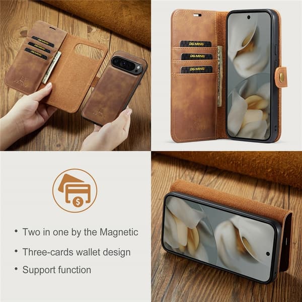 DG.MING 2-in-1 Magnet Wallet Google Pixel 10 Pro XL Cognac