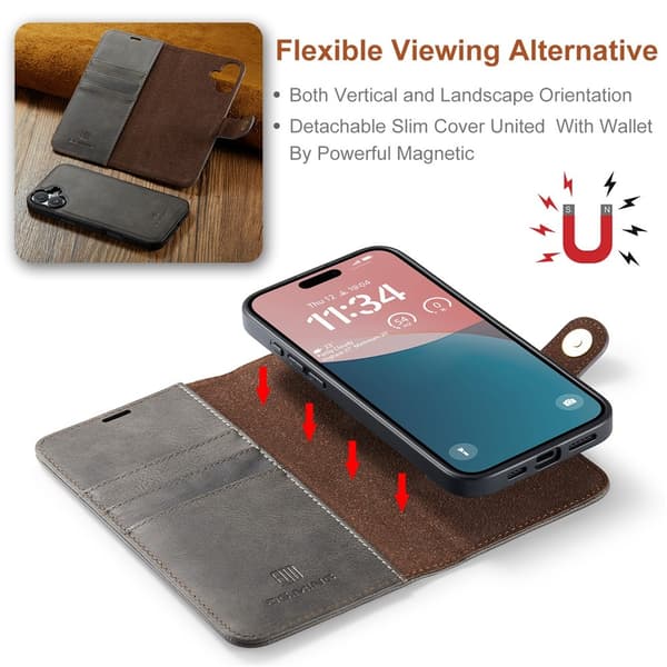 DG.MING 2-in-1 Magnet Wallet iPhone 17 Brown