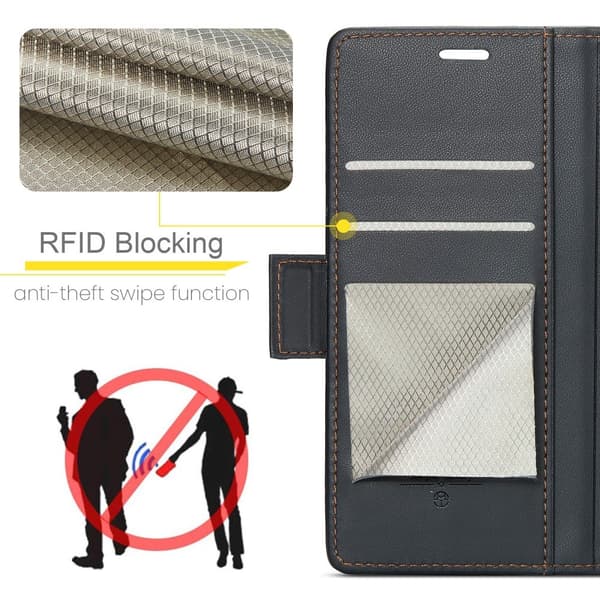 CaseMe Slim Plånboksfodral RFID-skydd iPhone 16e Svart