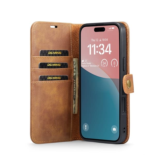 DG.MING 2-in-1 Magnet Wallet iPhone 17 Cognac
