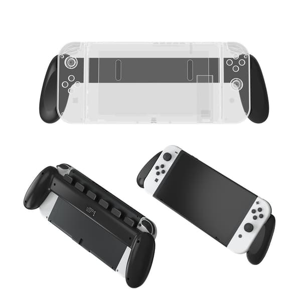Nintendo Switch OLED Skal Med Ergonomiskt Grepp & Kortfack Svart