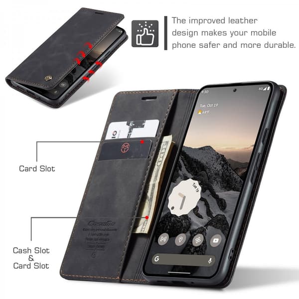 CaseMe Slim Plånboksfodral Google Pixel 10 Svart