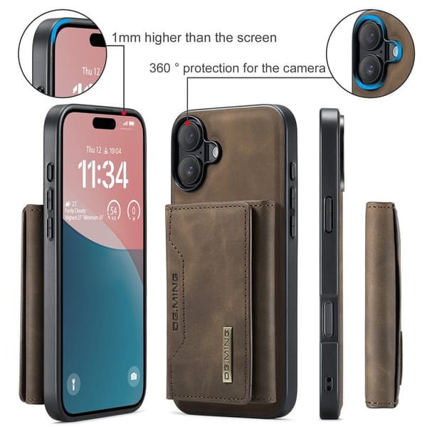 DG.MING 2 in 1 Magnetic Card Slot Case iPhone 17 Brown