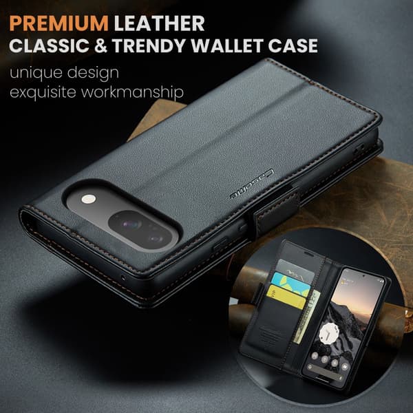 CaseMe Slim Plånboksfodral RFID-skydd Google Pixel 10 Pro Svart